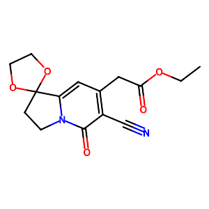 Ethyl 2-(6-cyano-5-oxo-2,3-dihydro-5H-spiro[indolizine-1,2'-[1,3]dioxolan]-7-yl)acetate,58610-65-4