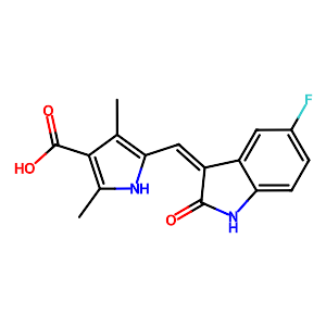 5-((Z)-(5-Fluoro-2-oxoindolin-3-ylidene)methyl)-2,4-dimethyl-1H-pyrrole-3-carboxylic acid,356068-93-4